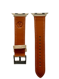 Side view of Pink gray padded leather Apple Watch band with stainless steel lugs | Hedonist Chicago