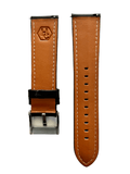 Black leather watch band with quick release bars view 3 - Hedonist Chicago