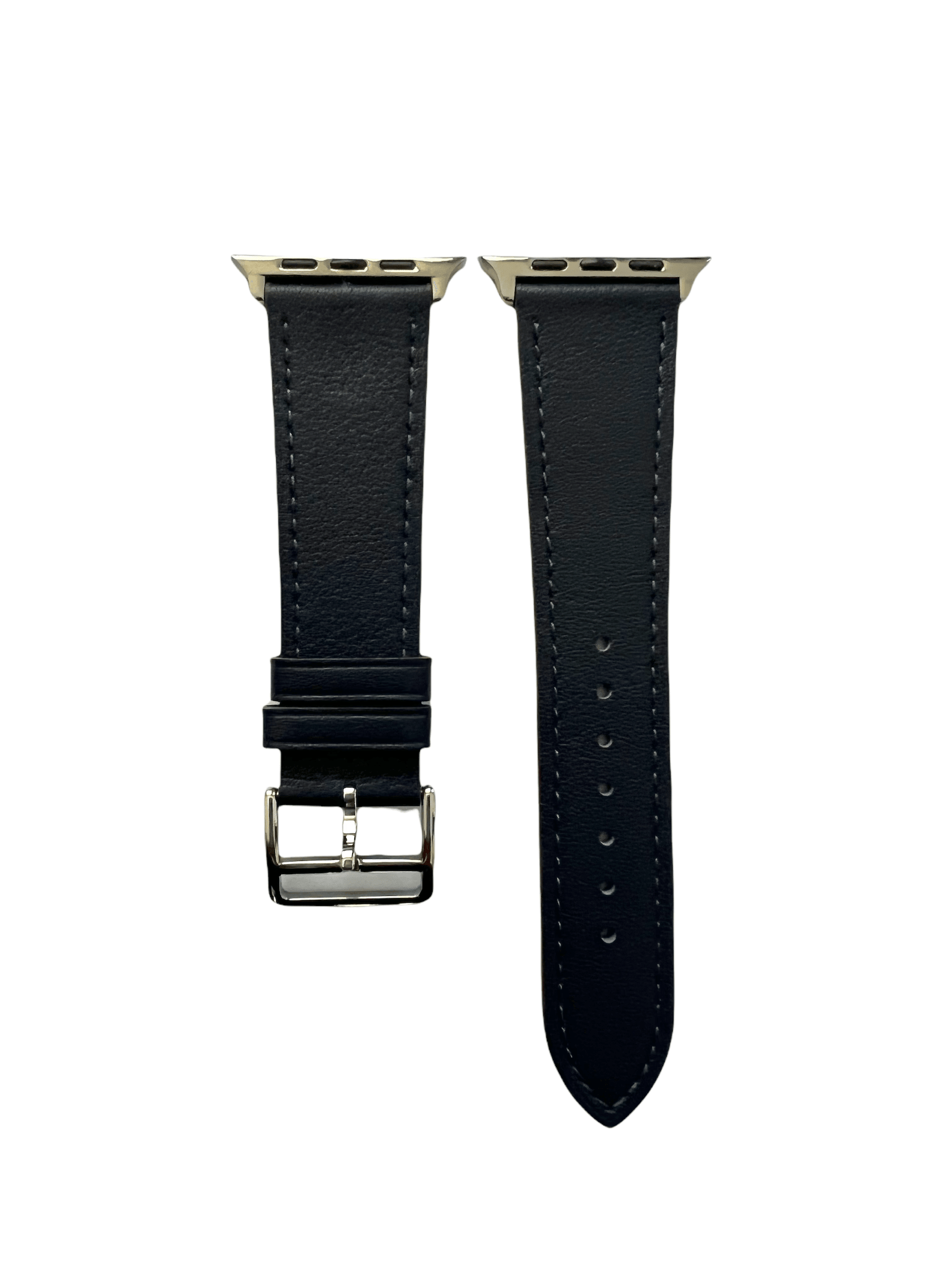 Black leather Apple Watch band  two-piece strap with buckle and holes | Hedonist Chicago