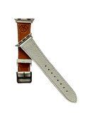 White leather Apple Watch band  detail view of texture and buckle | Hedonist Chicago