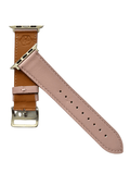 Side view of Pink leather Apple Watch band with stainless steel lugs | Hedonist Chicago