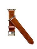 Side view of Pink padded leather Apple Watch band with stainless steel lugs | Hedonist Chicago