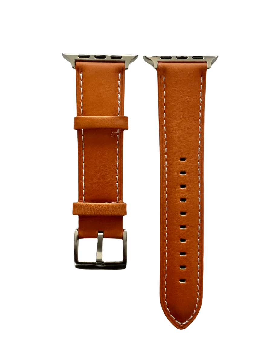 Tan padded leather Apple Watch band  two-piece strap with buckle and holes | Hedonist Chicago