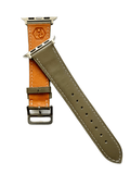 Side view of Grey leather Apple Watch band with stainless steel lugs | Hedonist Chicago