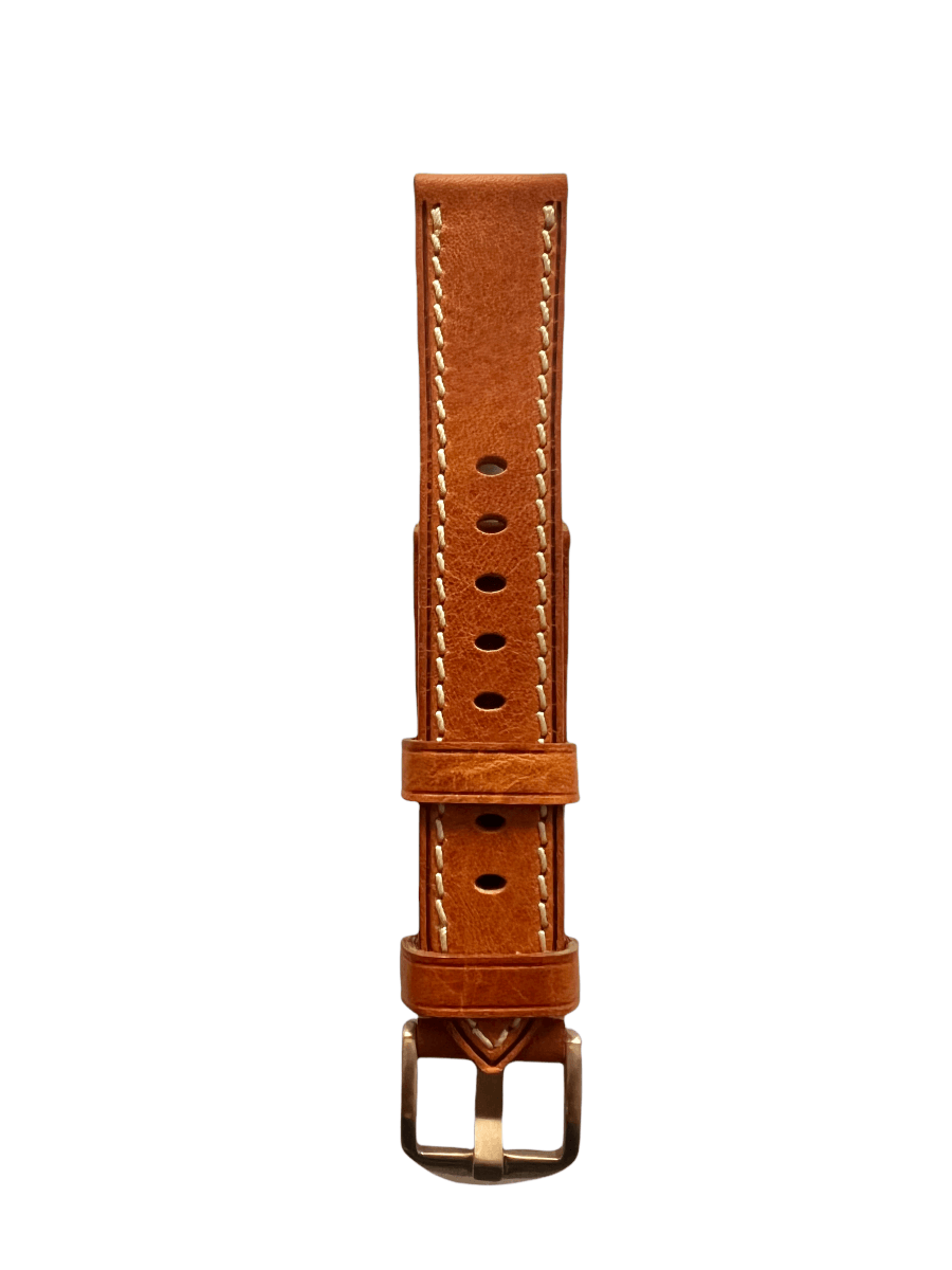 Blue padded leather Apple Watch band â€“ two-piece strap with buckle and holes | Hedonist Chicago