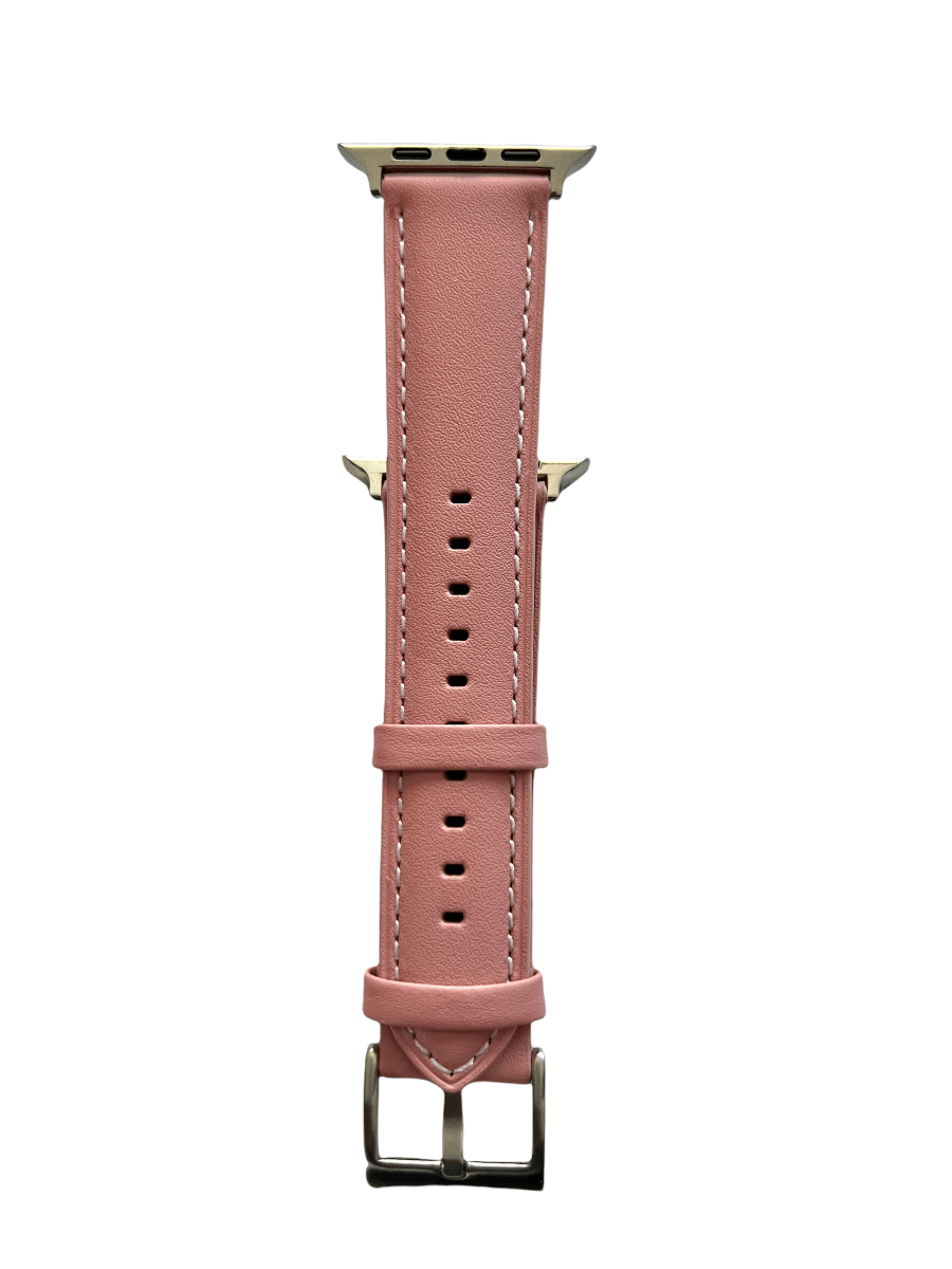 Pink padded leather Apple Watch strap showing connector and stitching | Hedonist Chicago