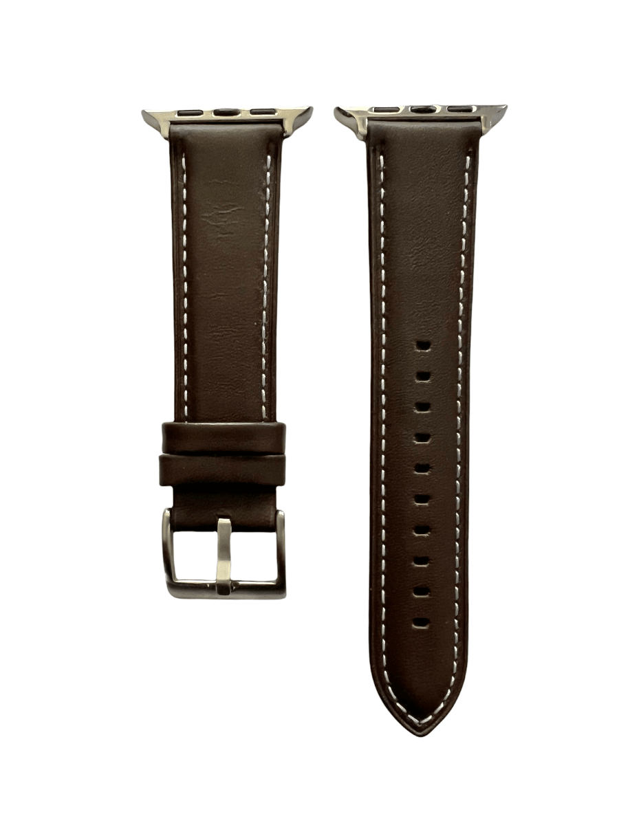Dark brown padded leather Apple Watch band  two-piece strap with buckle and holes | Hedonist Chicago