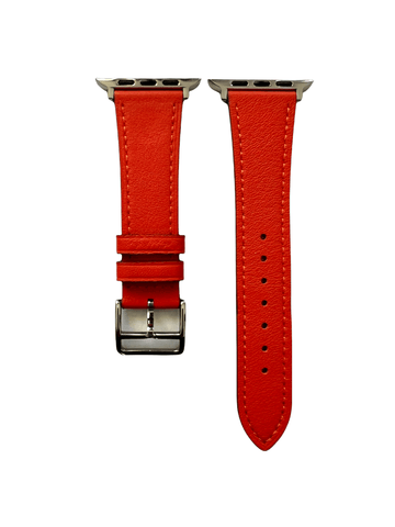 Cold orange leather Apple Watch band  two-piece strap with buckle and holes | Hedonist Chicago