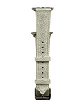 White leather Apple Watch strap showing connector and stitching | Hedonist Chicago