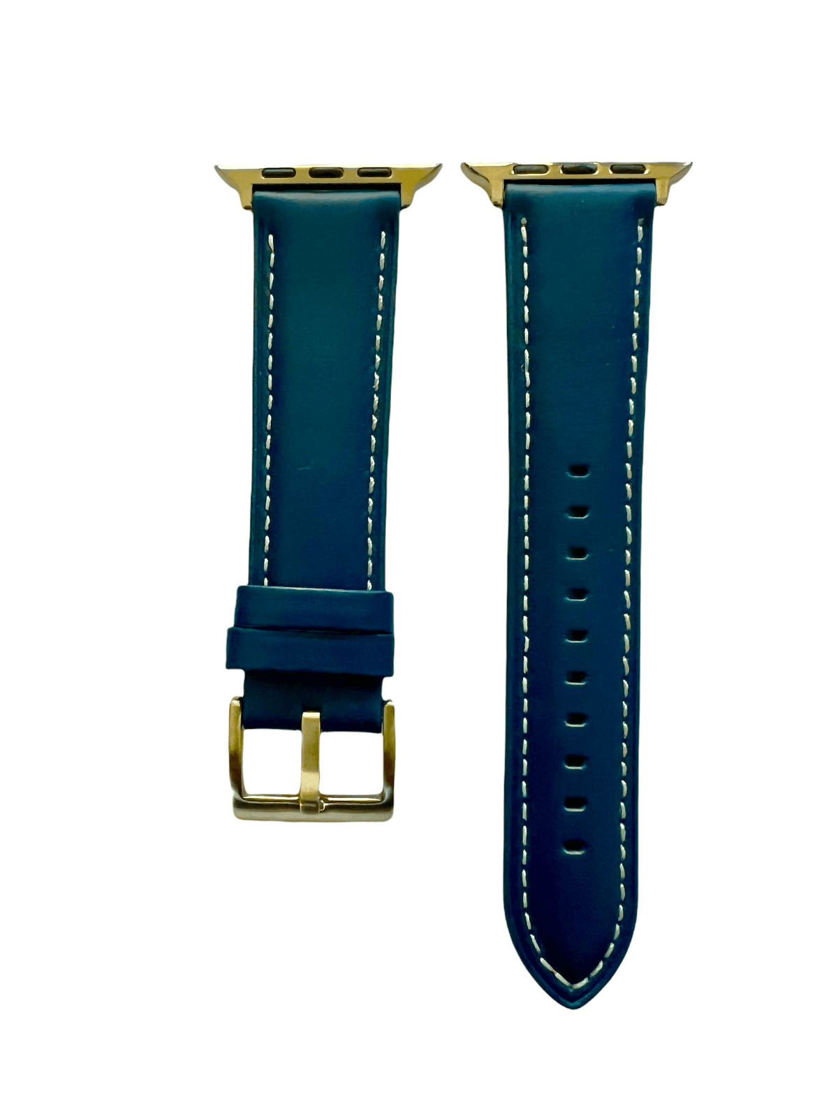 Blue padded leather Apple Watch band  two-piece strap with buckle and holes | Hedonist Chicago