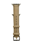 Pink gray padded leather Apple Watch strap showing connector and stitching | Hedonist Chicago