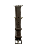 Dark brown padded leather Apple Watch strap showing connector and stitching | Hedonist Chicago
