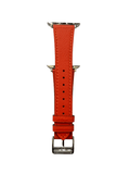 Cold orange leather Apple Watch strap showing connector and stitching | Hedonist Chicago