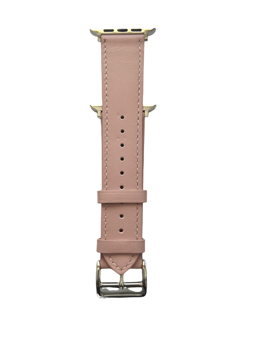 Pink leather Apple Watch strap showing connector and stitching | Hedonist Chicago