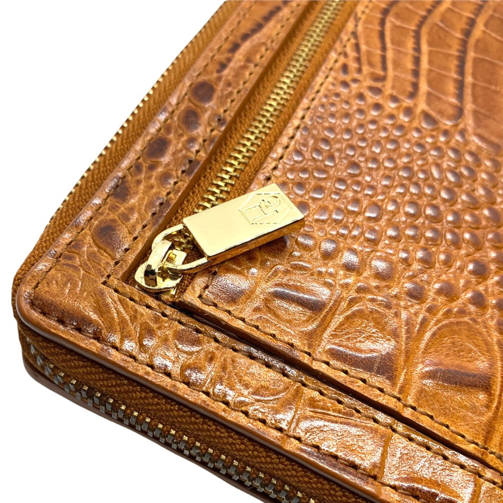 HC Classic Bifold and Traveler Wallet Croco Cognac/Tan