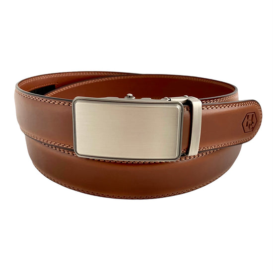Сustom belt Brown Leather Belt | Silver Auto Hollow Buckle | Hedonist-Style | Chicago