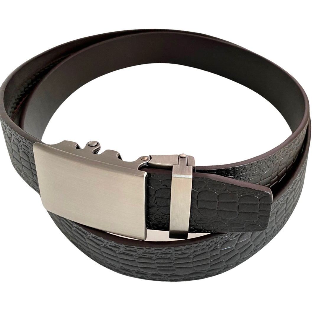 Dark Brown Textured Leather Belt | Gun Metal Buckle 3 | Hedonist-Style | Chicago