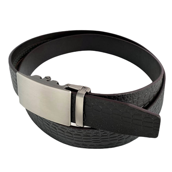 Сustom belt Dark Brown Textured Leather Belt 2 | Gun Metal Buckle 4 | Hedonist-Style | Chicago