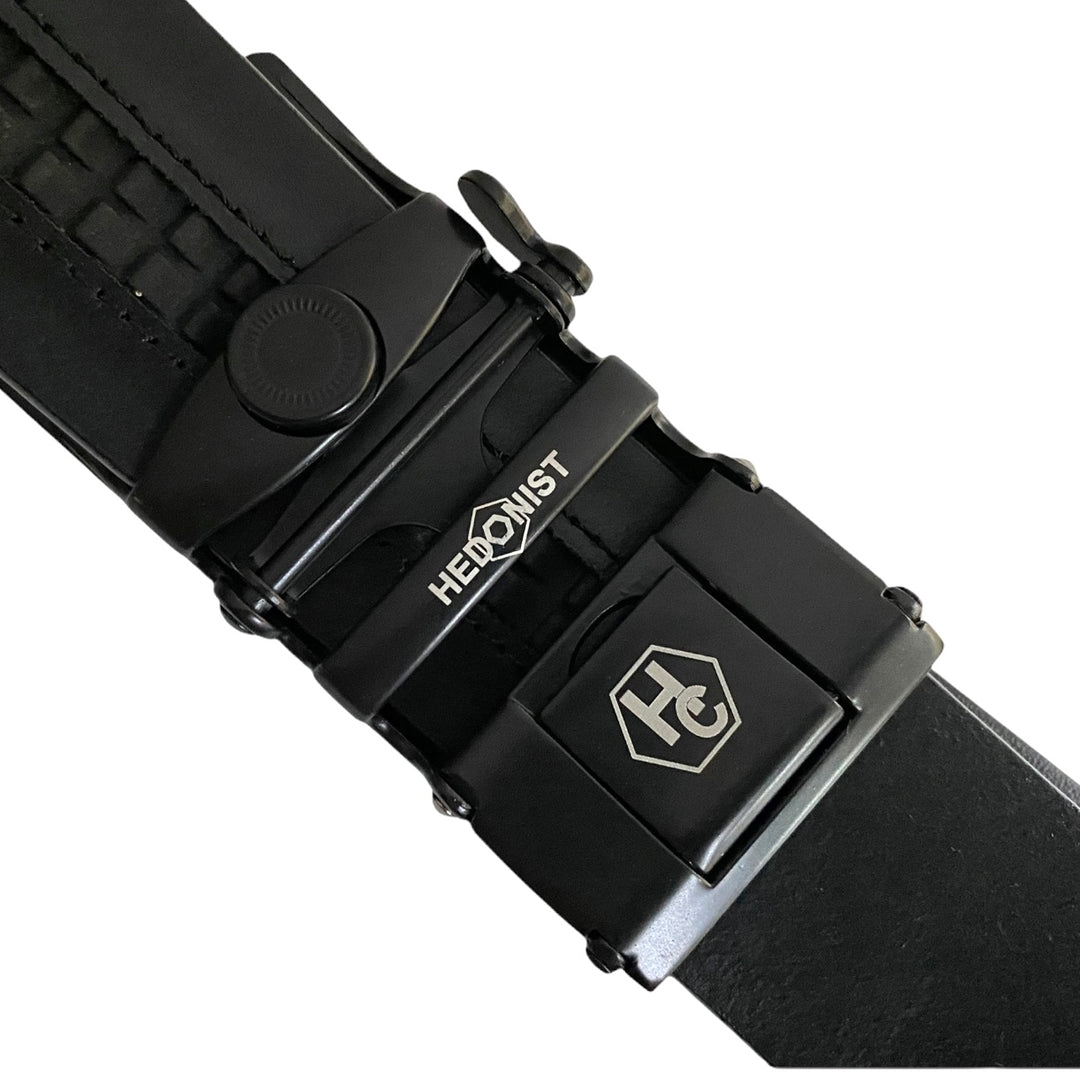 Black Leather Textured Belt | Auto Buckle 2 | Hedonist-Style | Chicago