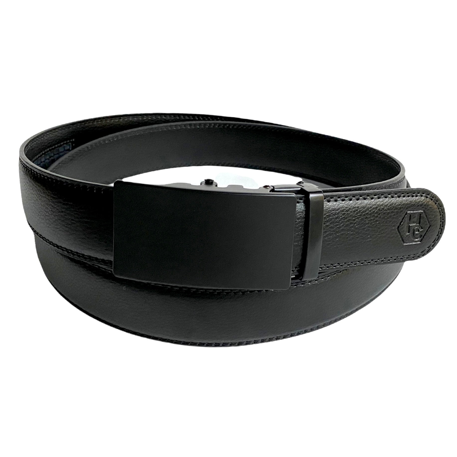 1.38" Genuine Leather Black Strap And 1.38" Automatic Belt Buckle Black 24710780453015