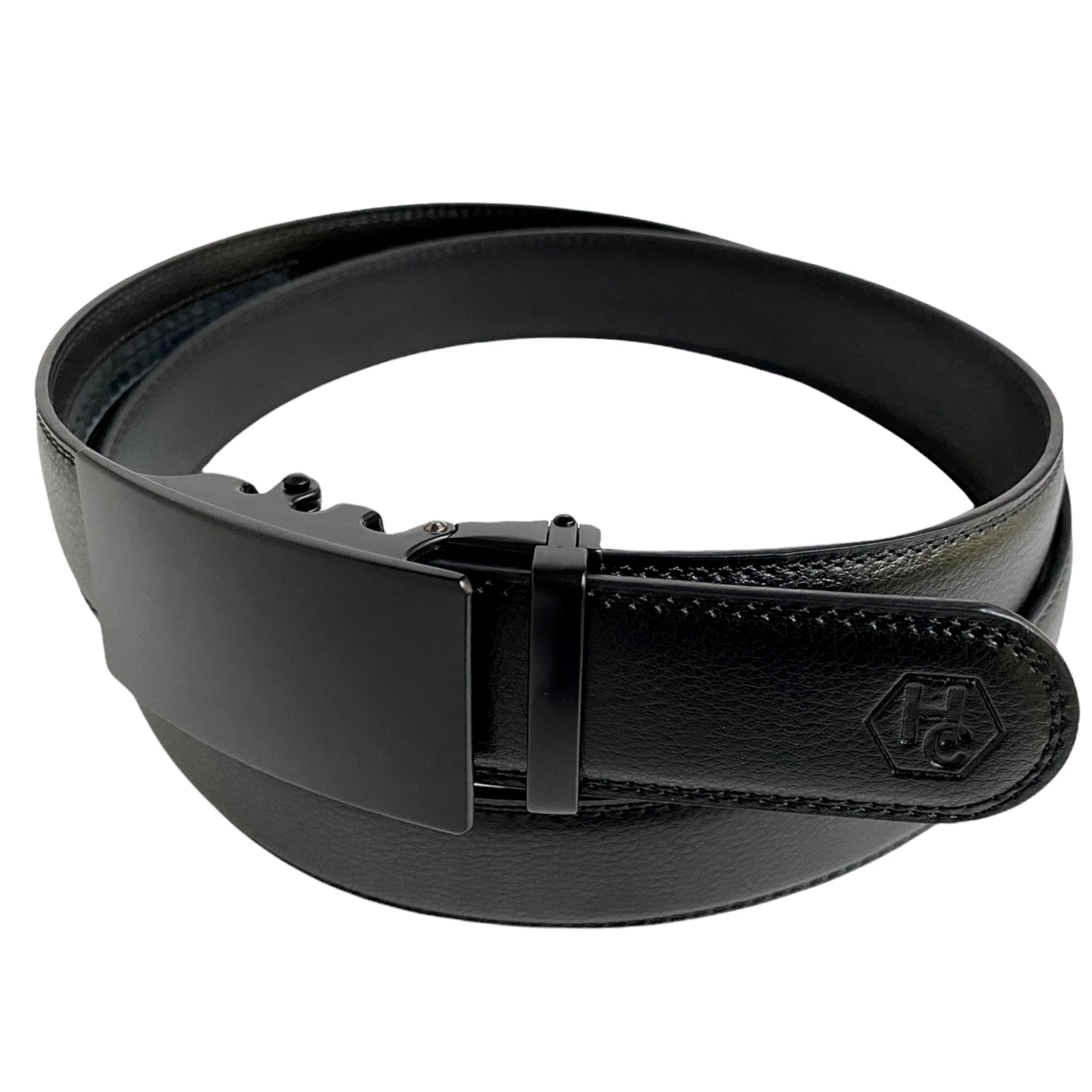 1.38" Genuine Leather Black Strap And 1.38" Automatic Belt Buckle Black 24710780485783