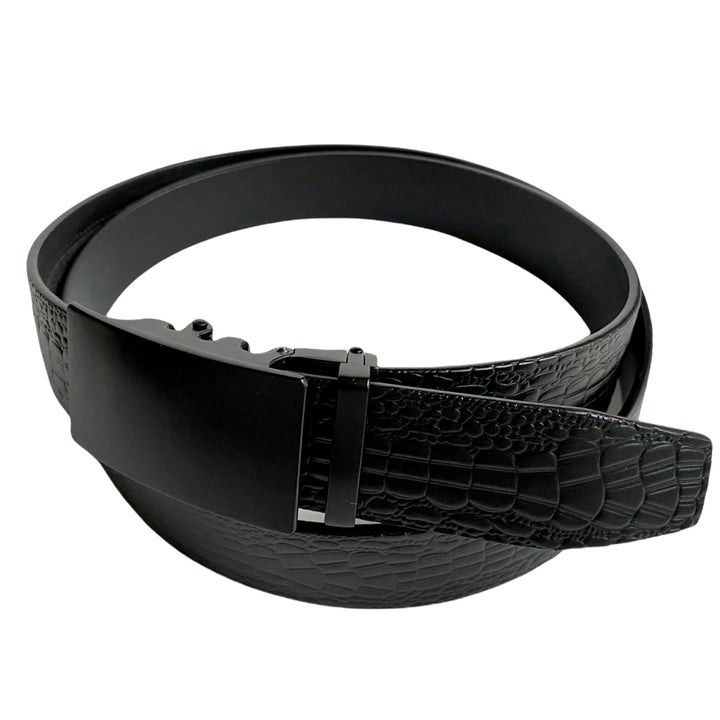 Black Leather Textured Belt | Auto Buckle 3 | Hedonist-Style | Chicago