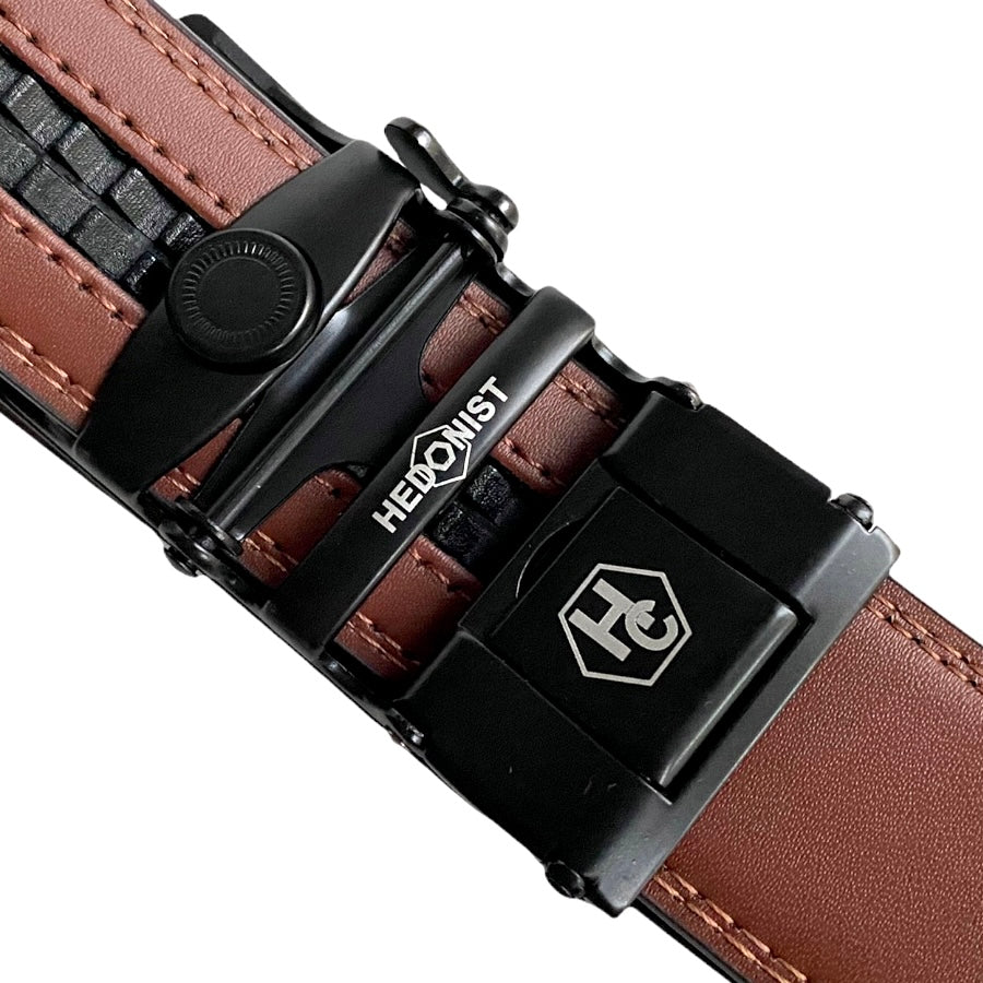 Brown Leather Belt | Black Auto Buckle 2 | Hedonist-Style | Chicago