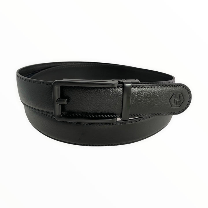 Black Leather Belt Strap | Auto Black Hollow Buckle | Hedonist-Style | Chicago