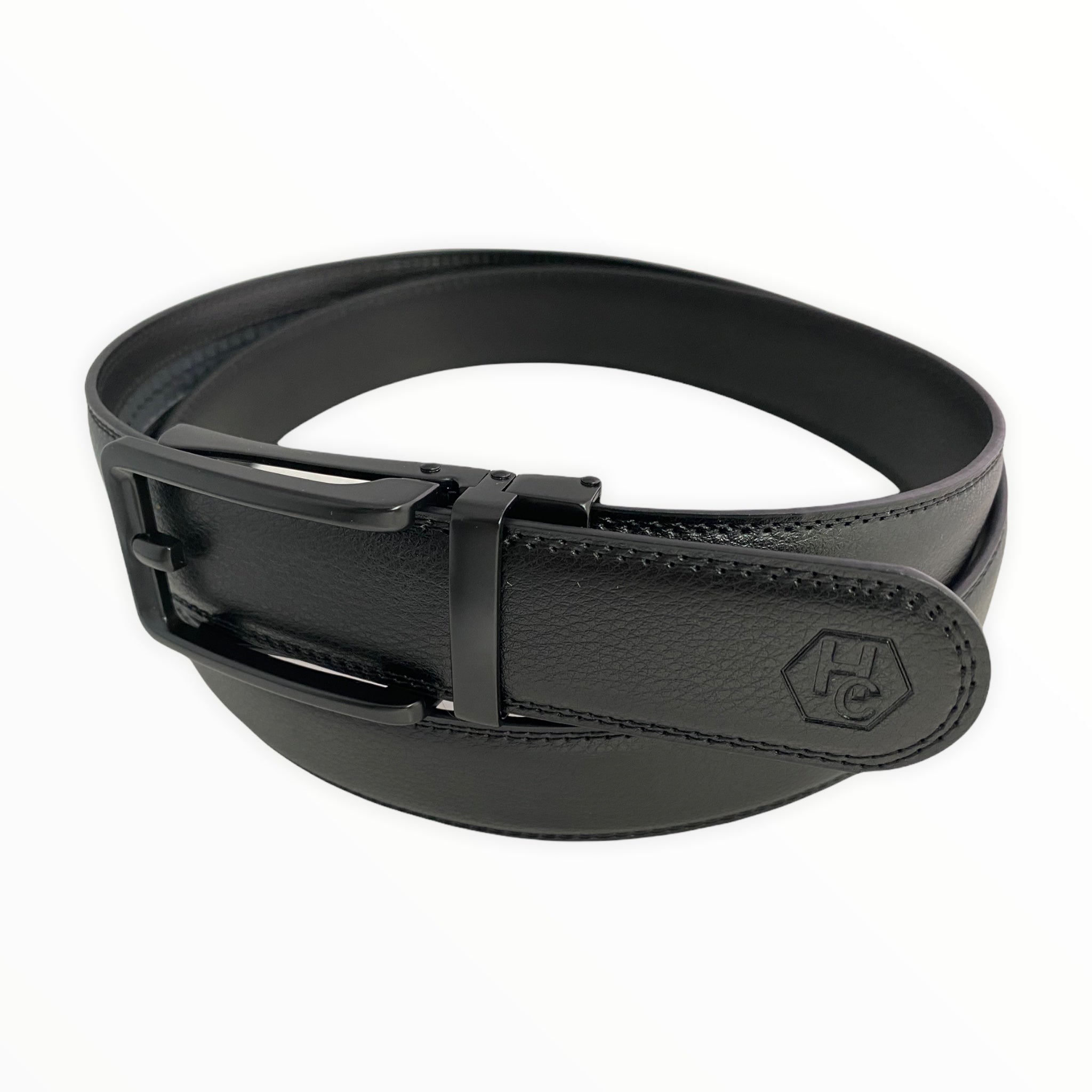 1.38" Genuine Leather Black Strap And 1.38" Automatic Buckle Black Hollow