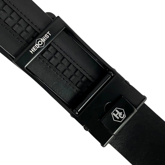 Сustom belt Black Leather Textured Belt | Black Hollow Buckle 3 | Hedonist-Style | Chicago