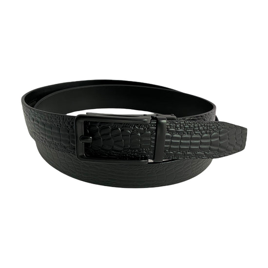 Сustom belt Black Leather Textured Belt | Black Hollow Buckle | Hedonist-Style | Chicago