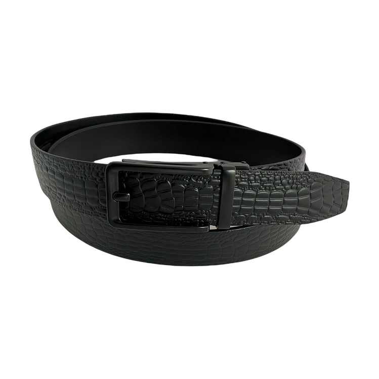 Сustom beltBlack Leather Textured Belt | Black Hollow Buckle | Hedonist-Style | Chicago