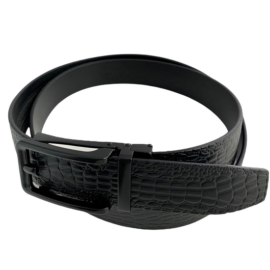 Сustom belt Black Leather Textured Belt | Black Hollow Buckle 4 | Hedonist-Style | Chicago
