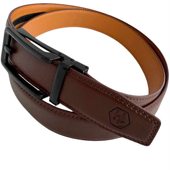 Сustom belt Red Brown Leather Belt 2 | Hollow Black Buckle 3 | Hedonist-Style | Chicago