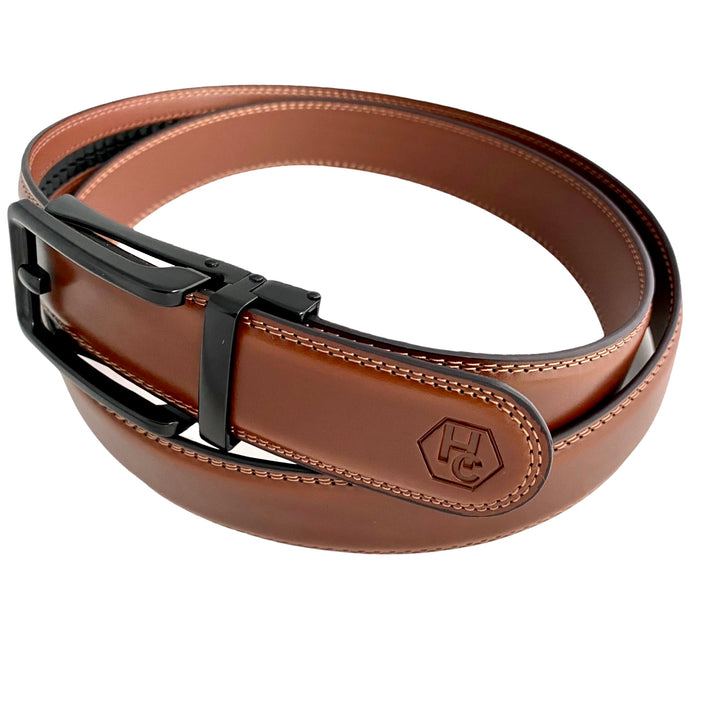 Brown Leather Belt | Black Auto Hollow Buckle 4 | Hedonist-Style | Chicago