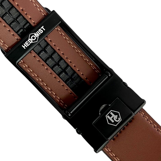 Сustom belt Brown Leather Belt | Black Auto Hollow Buckle 3 | Hedonist-Style | Chicago