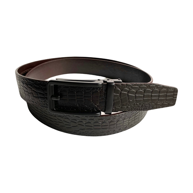 Сustom beltDark Brown Textured Leather Belt | Black  Buckle | Hedonist-Style | Chicago