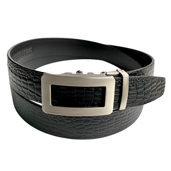 Сustom belt Black Leather Textured Belt | Hollow Gun Metal Buckle | Hedonist-Style | Chicago