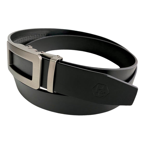 Сustom belt Black Leather Belt | Auto Gun Metal Frame Buckle 3 | Hedonist Chicago
