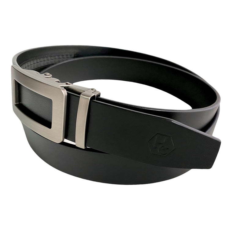 Сustom beltBlack Leather Belt | Auto Gun Metal Frame Buckle 3 | Hedonist Chicago