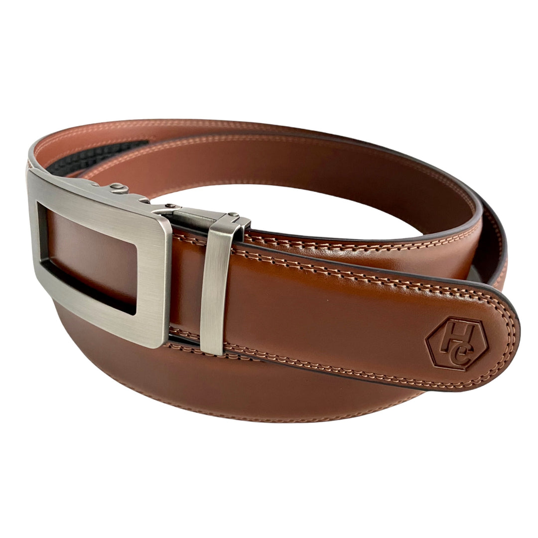 Men's Brown Dress Leather Ratchet Belt | Hedonist Chicago 3