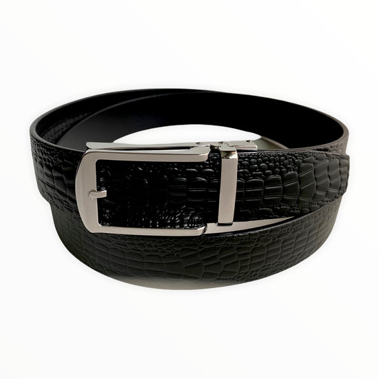Сustom belt Black Leather Textured Belt | Silver Buckle | Hedonist-Style | Chicago