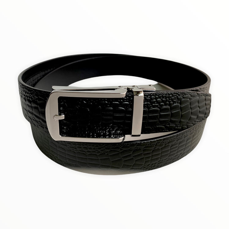 Сustom beltBlack Leather Textured Belt | Silver Buckle | Hedonist-Style | Chicago