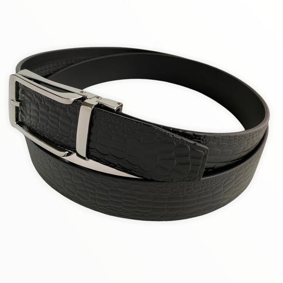 Сustom belt Black Leather Textured Belt | Silver Buckle 4 | Hedonist-Style | Chicago