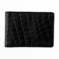 Ultra slim bifold wallet and black croc embossed leather belt set view 4 - Hedonist Chicago