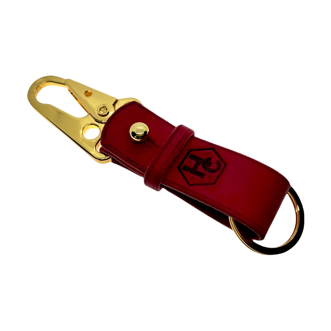 Handmade Leather Key Chain Red/Gold 25722133151895