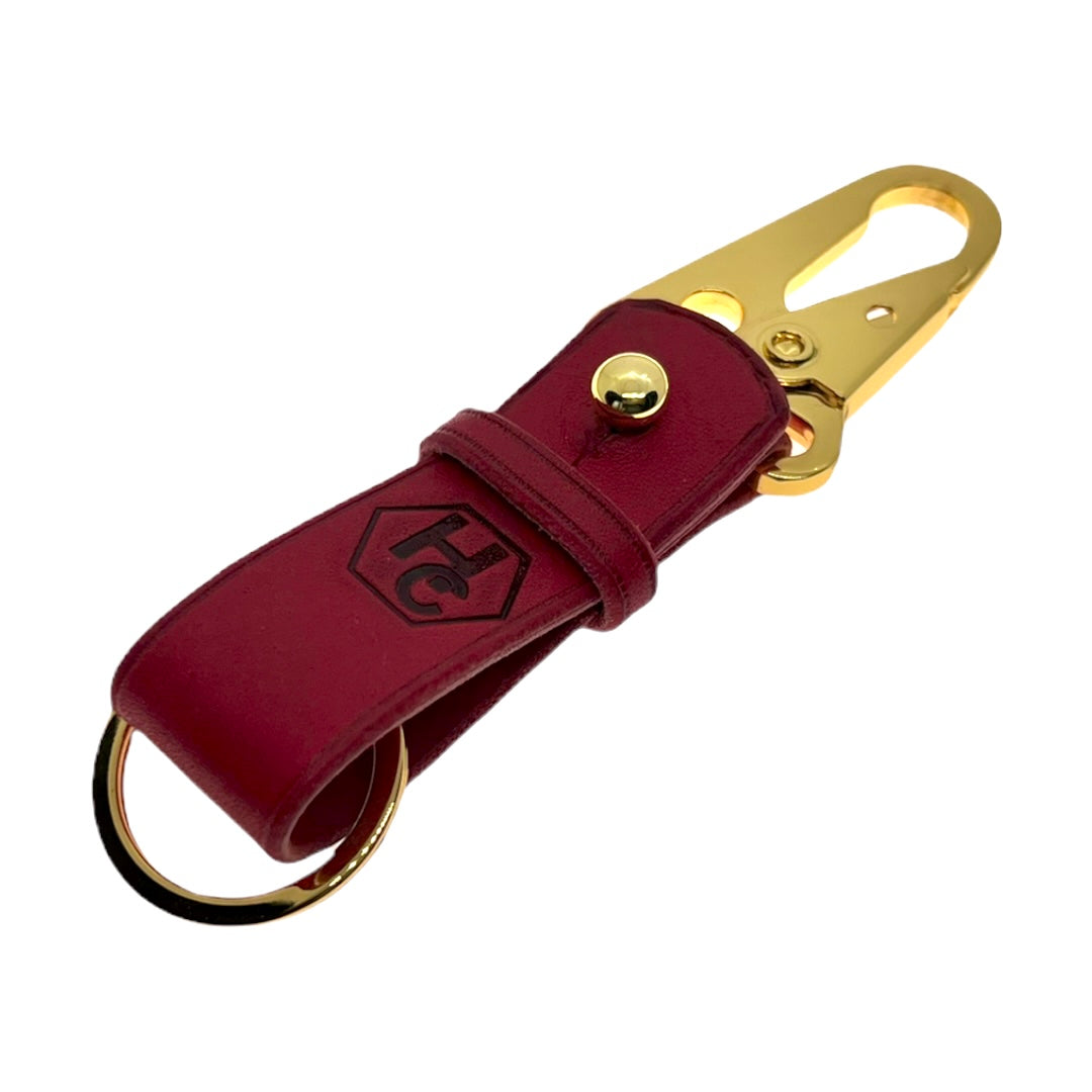 Handmade Leather Key Chain Red/Gold 25722133184663