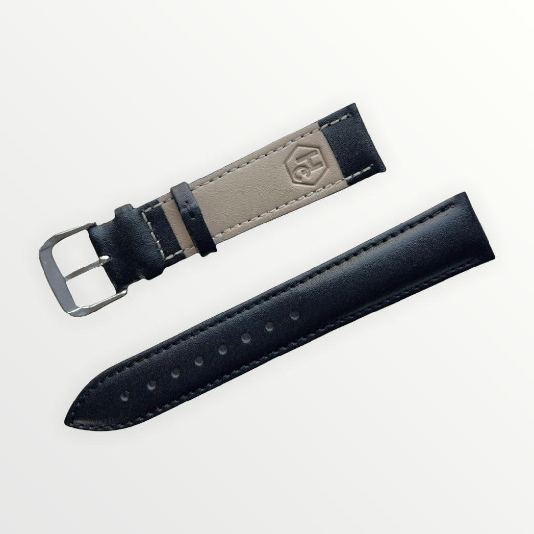 Black genuine leather watch band for women and men view 5 - Hedonist Chicago