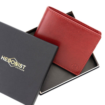 Bifold Red Premium Leather Wallet for Men - best gift for him