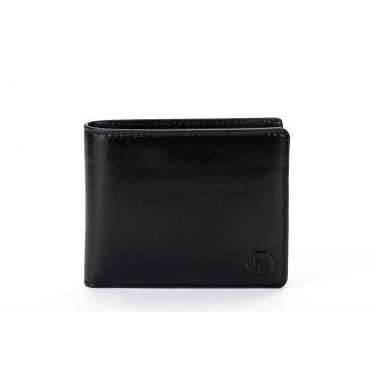 Black leather bifold and traveler wallet gift set by Hedonist Chicago